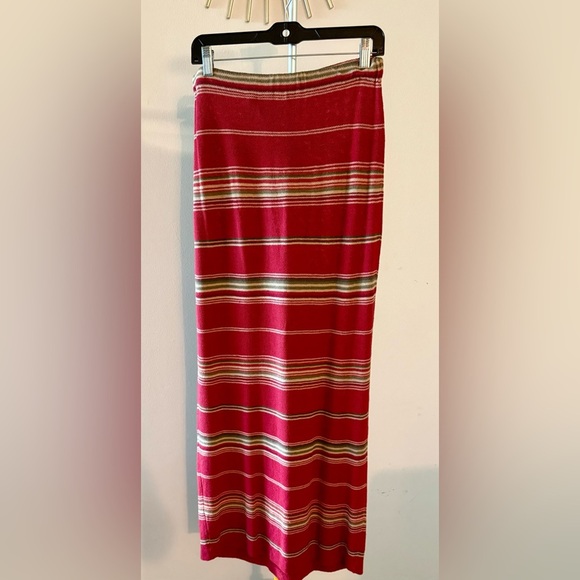 Ralph Lauren linen cotton blend lightweight burgundy stripe maxi skirt small EUC - Picture 6 of 7